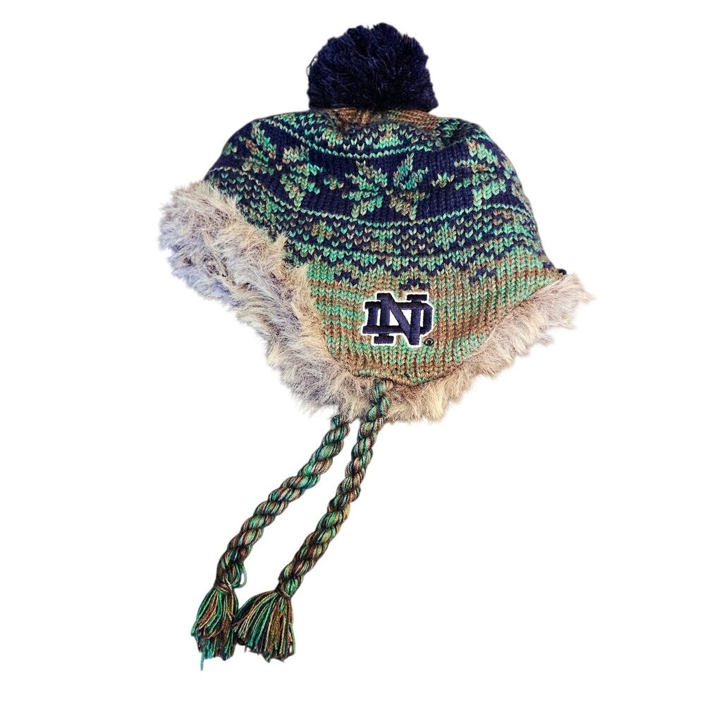 Adidas fair isle faux fur Notre dame hat adult OS